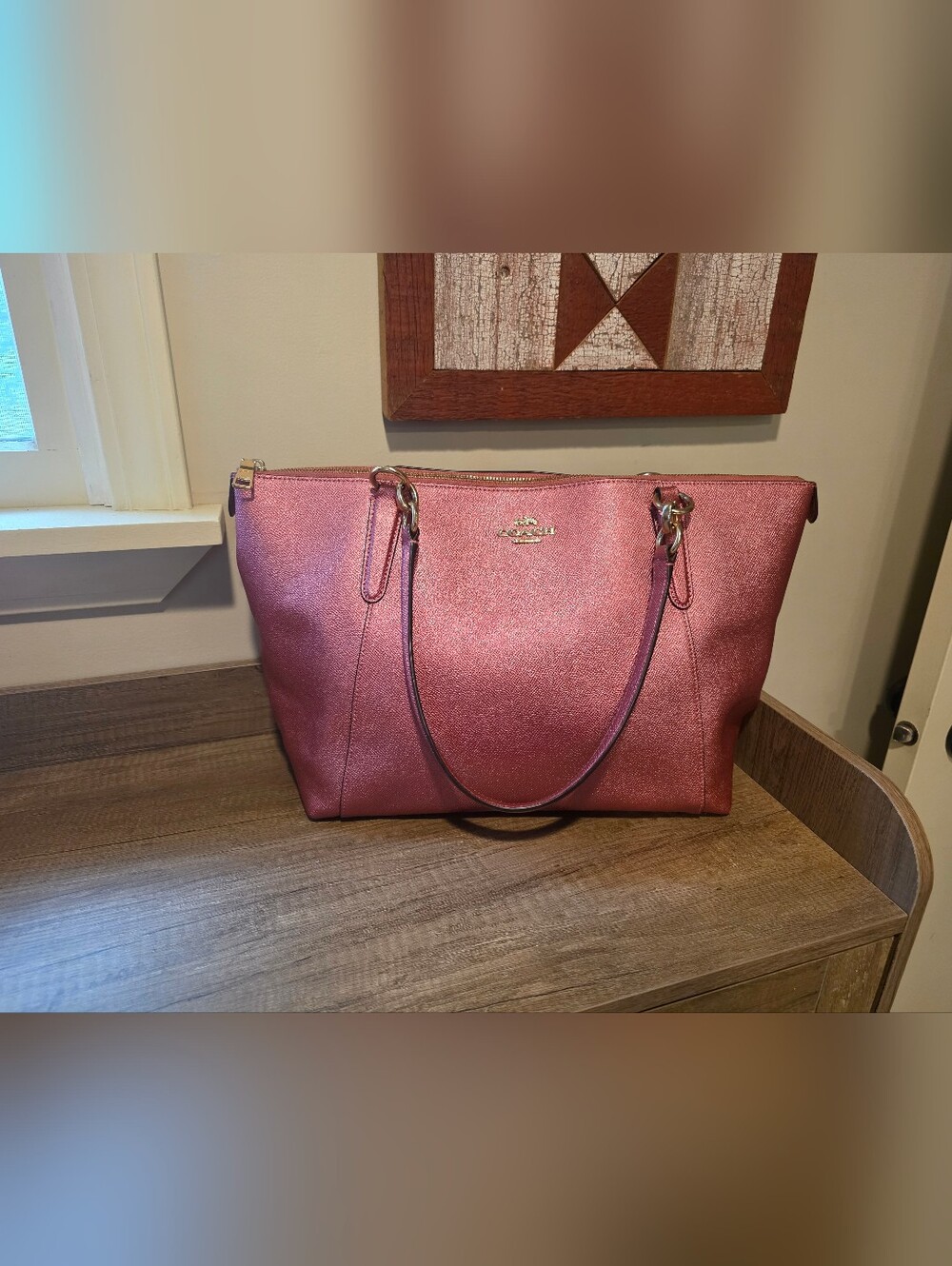 Coach Metallic Rose Pink Tote Bag